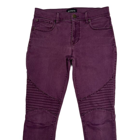 Express Mid-Rise Legging Moto Pant Maroon Burgundy Jegging Size 4 - Picture 2 of 8
